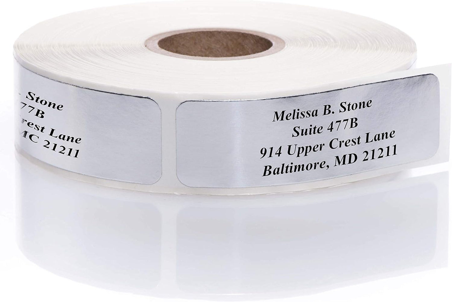 Silver Foil Personalized Return Address Labels Without Dispenser - Roll of 250 Custom Stickers