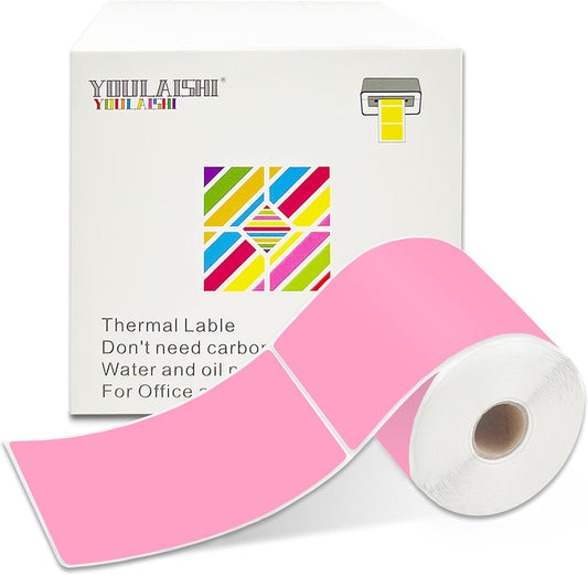 3 X 5 Inch Printable Waterproof Rectangle Color Coding Labels, 300 Per Roll Adhesive Color Coding Stickers for Bar-Codes, Address, Small Business Labeling, Inventory (Pink)