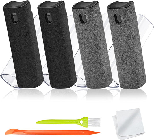 walrfid 2 Pack Car Screen Cleaner, Computer Screen Cleaner Spray and Wipe, Laptop Cleaning Mist Kit for Electronic iPad, iPhone, Phone, MacBook, TV, Monitor Display, WF-4pcsPW-BlackGrey