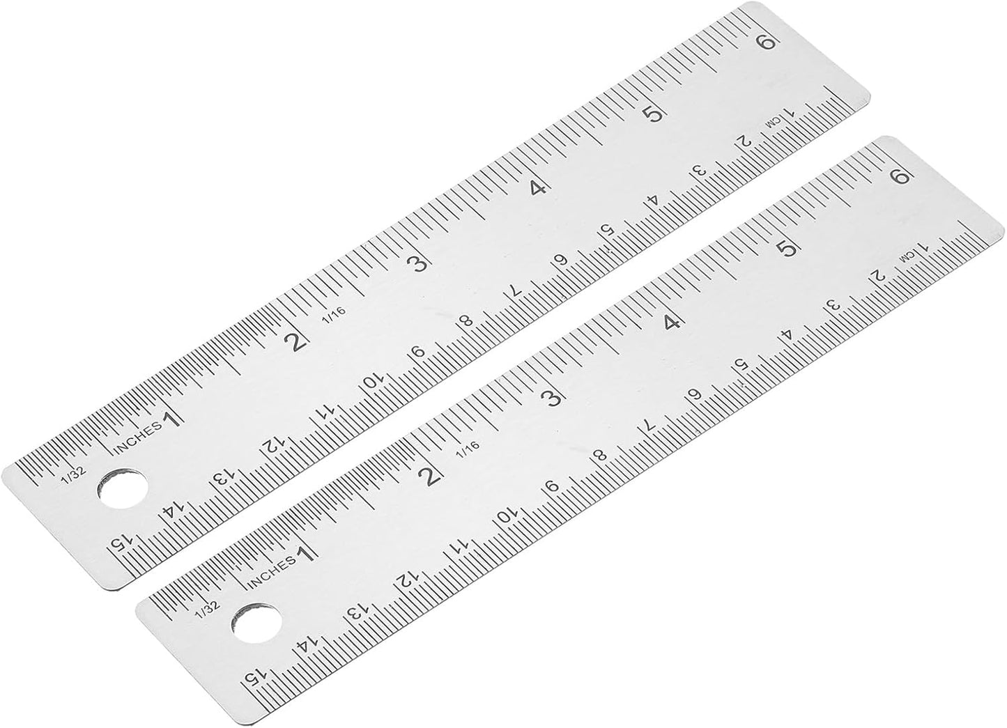 PATIKIL 6 Inch Stainless Steel Ruler Straight Edge Ruler, 2 Pcs Cork Backing Non-Slip Metal Ruler with Inches Centimeter Metric Measuring Tools for Office
