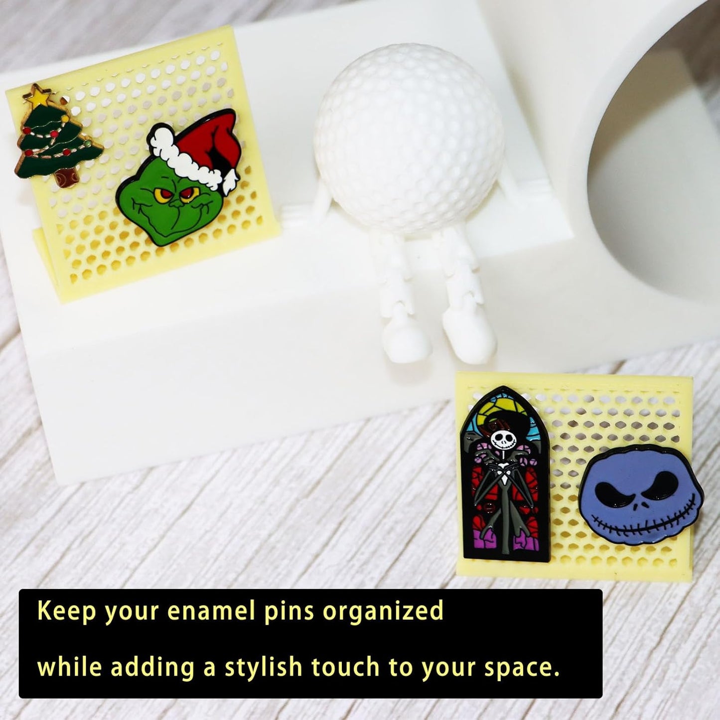 PIAOLGYI Pin Display Stand,Pin Board for Desktops & Shelves,Pin Holder Display for Badges Pins Collectible (Yellow)