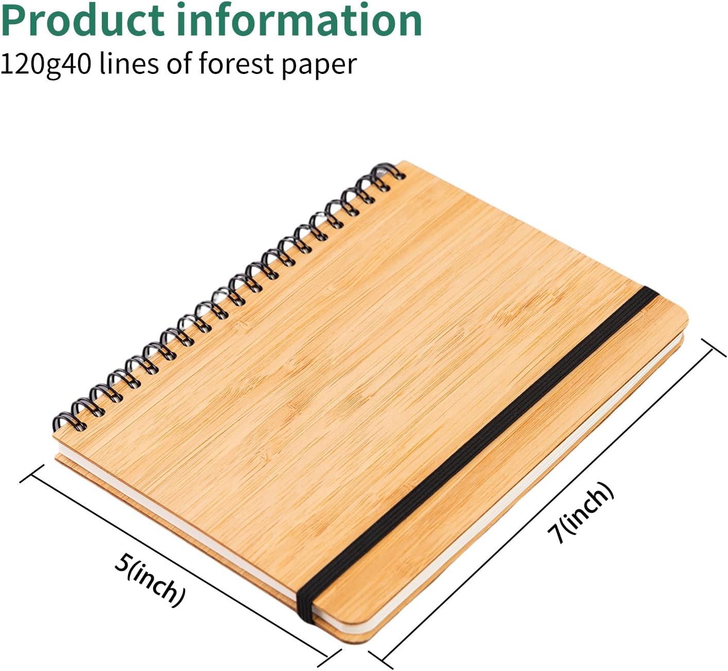 4 Set Lined Bamboo Journal Notebook,80 Pages,5”*7”,Hardcover Executive Notebooks,Daily Journal Notebook for Work,Travel,School,Note Taking,College (4)