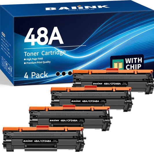 Compatible 48A Toner Cartridge Replacement for HP 48A Toner Cartridge Black CF248A Compatible with HP Pro M15w M15a M16w M16a MFP M28w M28a M29w M29a Printer (4 Black)