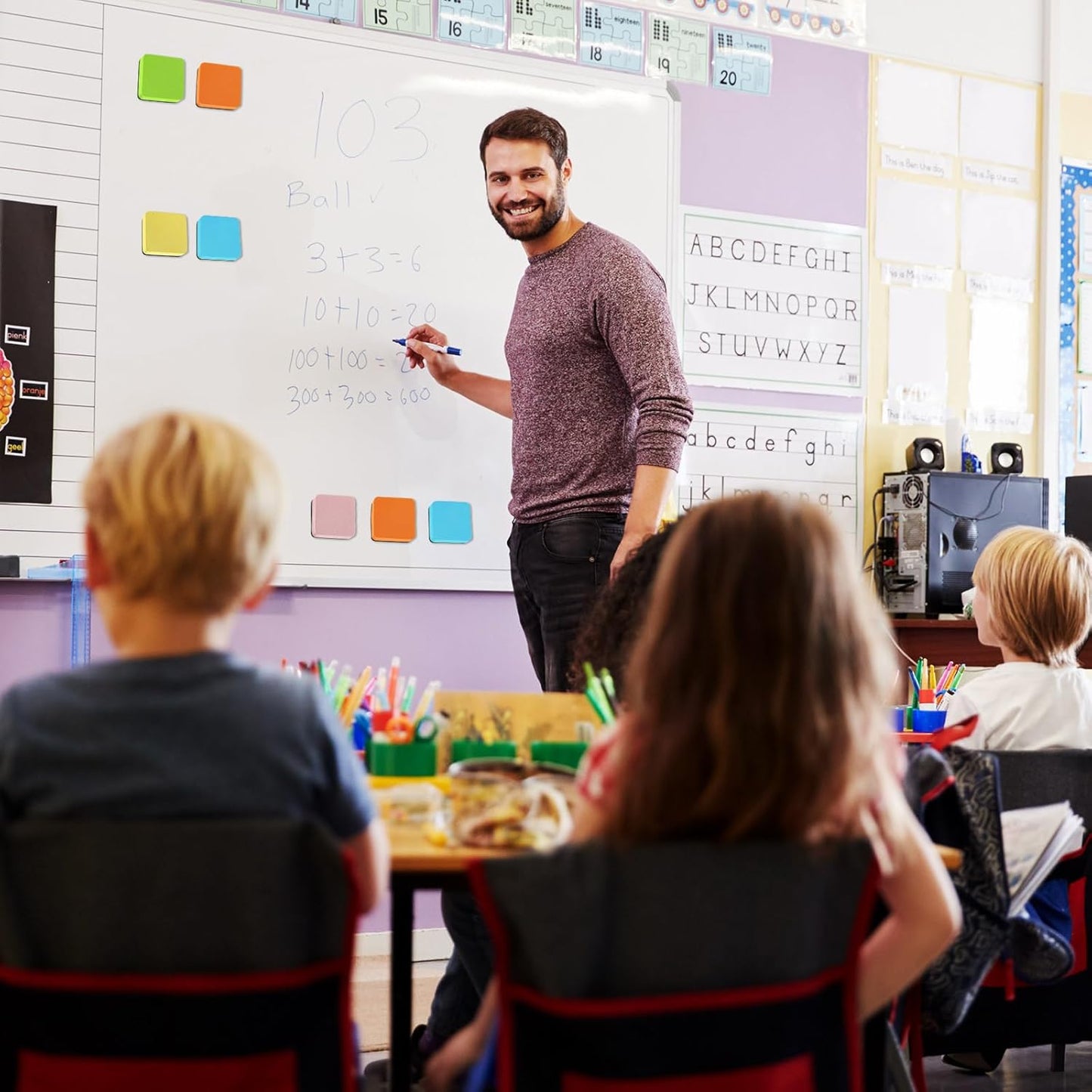 TaoBary 96 Pack Mini Dry Erase Erasers Bulk Magnetic Whiteboard Dry Erasers Classroom Supplies Whiteboard Chalkboard Cleaner for Teacher School Office, 1.97 x 1.97 Inch (Macaron Color)