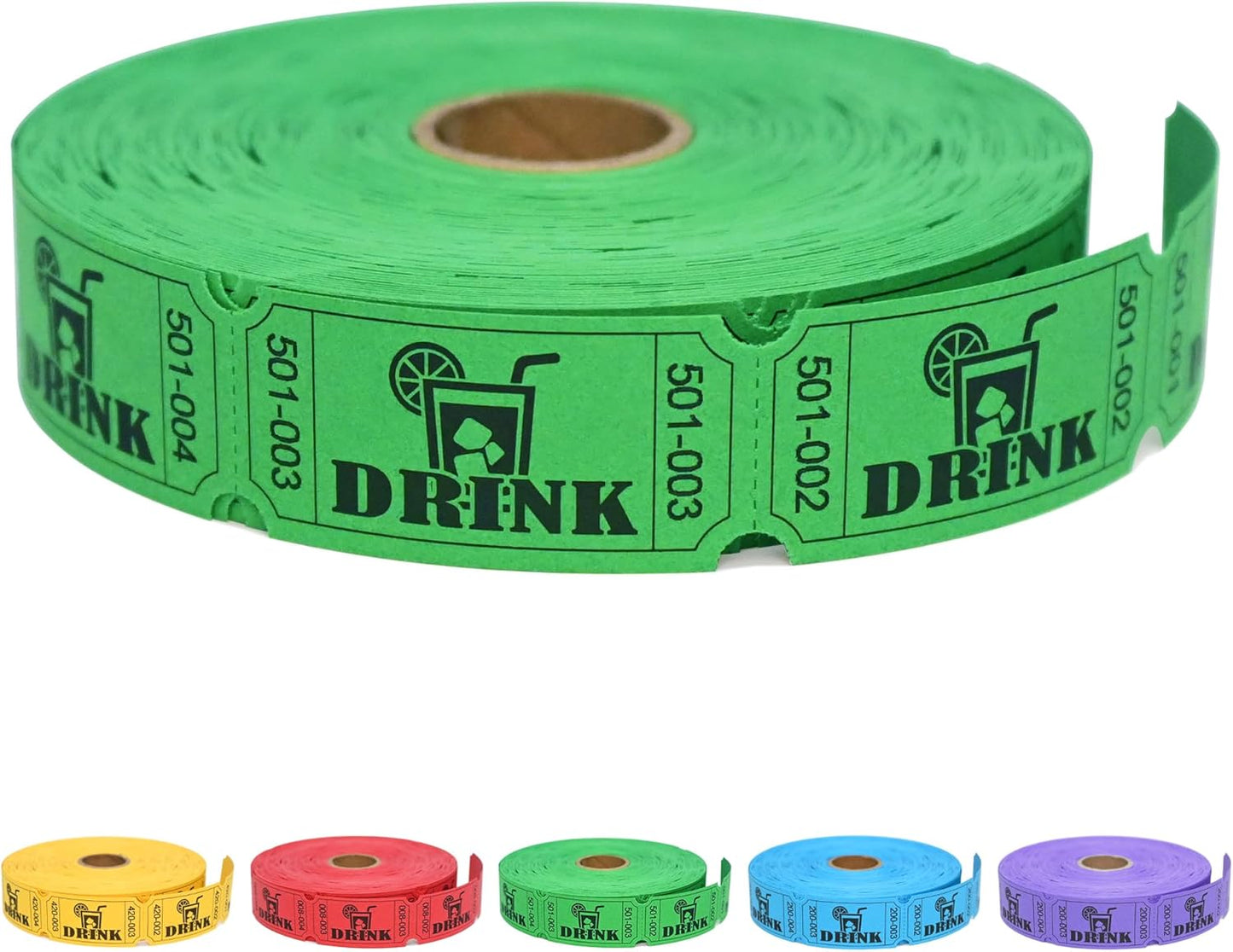 ESSENTIAL 1000 Raffle Tickets Rolls, Drink Tickets Single Roll for Events, Leisure, Movie Watching, Entertainment, Class Reward & Prizes (Green - 5 Color Selection)