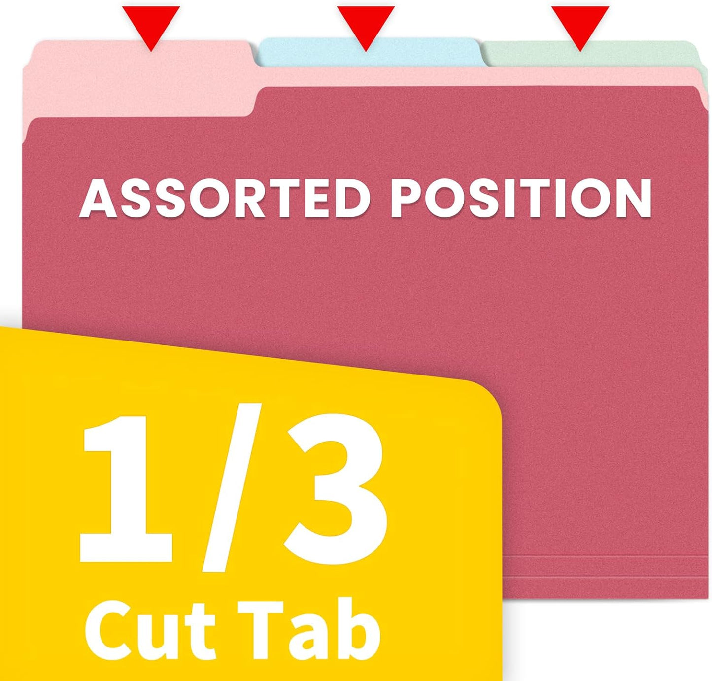 SUNEE File Folders Letter Size Retro Colors, 100 Pack Folders for Documents 1/3-Cut Tabs, Colored File Folders Office Home School for Documents Files Paper