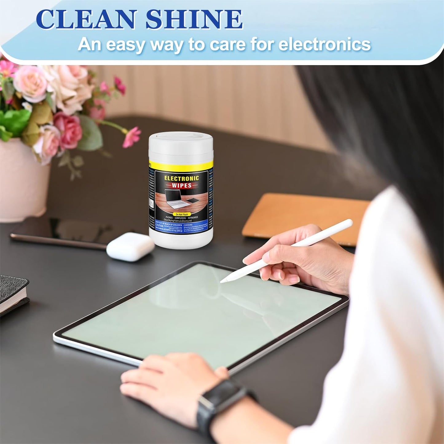 4 Pack 240 Count Electronic Wipes Screen Cleaner Wipes for Computer Laptop Monitor Lens Phone TV Screens Keyboard Cleaning