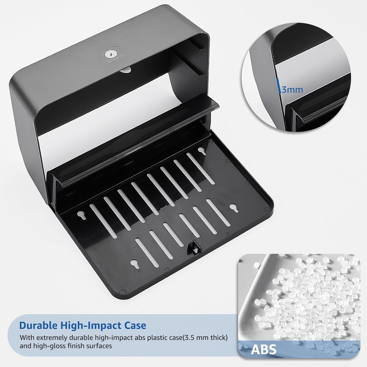 Paper Towel Dispenser Wall Mounted, Multifold Hand Towel Dispenser for Kitchen Bathroom Home Business, Trifold/C Fold/Z Fold Paper Towel Holder with Lock, Universal Paper, Black