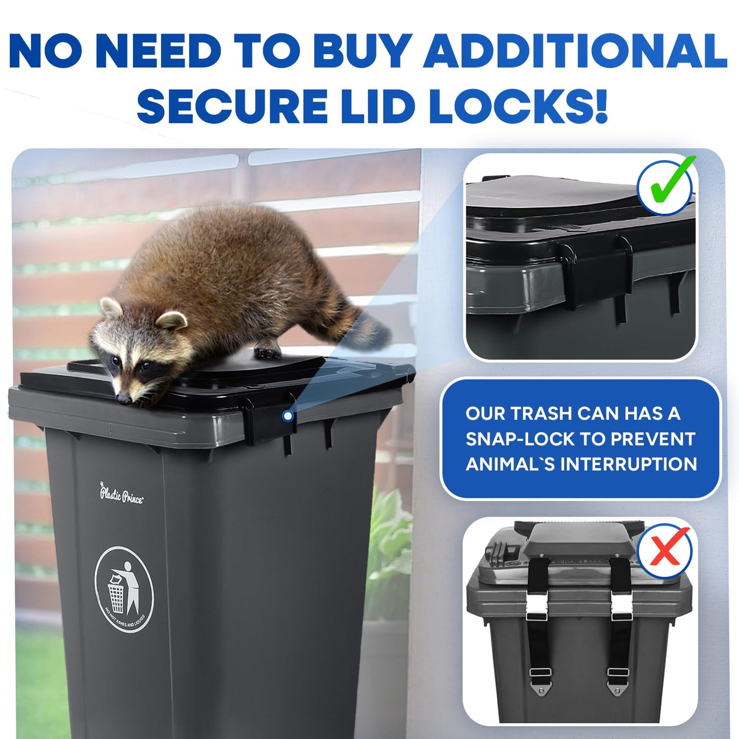 32 Gallon Trash Can with Wheels Outdoor Garbage Can with Lid and Wheels Locking Trash Can Commercial Heavy-Duty Trash Bin Rolling, Plastic 2 Pack