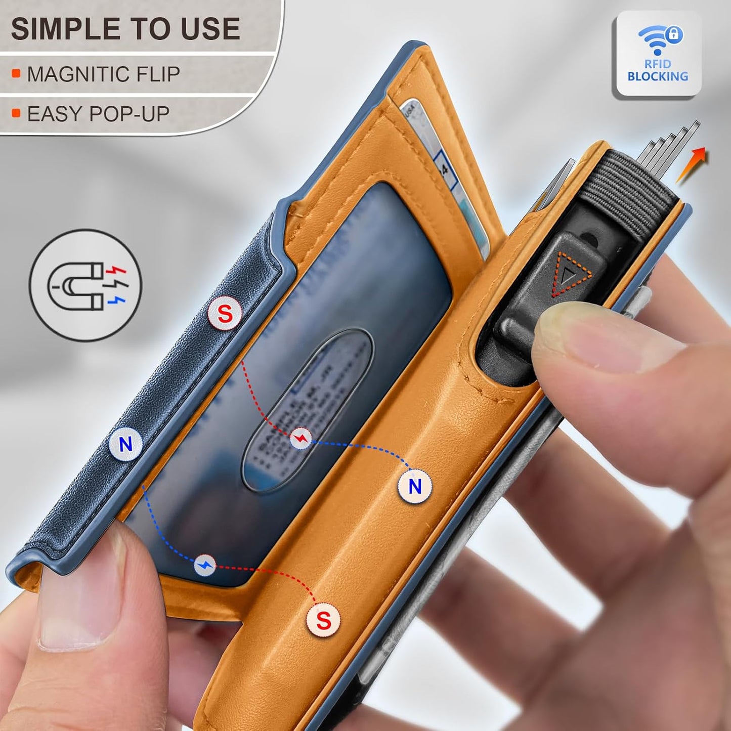 KEMISANT Airtag Wallet Men Gift,Mens Slim Front Pocket Wallet Money Clip Standard or Apple Airtag Use 3.8"×2.8"×0.9"