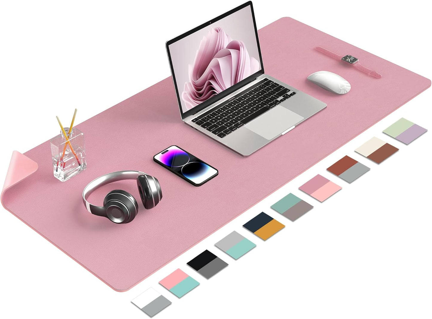 Aothia Double-Sided PU Leather Desk Pad - Non-Slip Large Mouse Pad & Desk Mat for Office, Home - Waterproof, Easy to Clean, Durable Dual-Sided Surface (36" x 17", Purple)