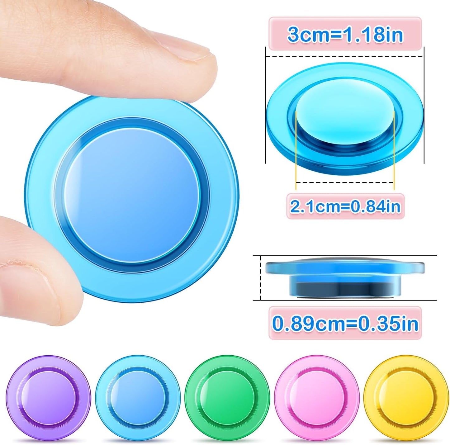 Grtard 45 Pcs Magnets for Whiteboard, Round Refrigerator Magnets Fridge Magnets Whiteboard Magnets, Dry Board Decorative Magnets Teacher Supplies for School, Home, Office (Colorful, 3cm/1.18 inch)