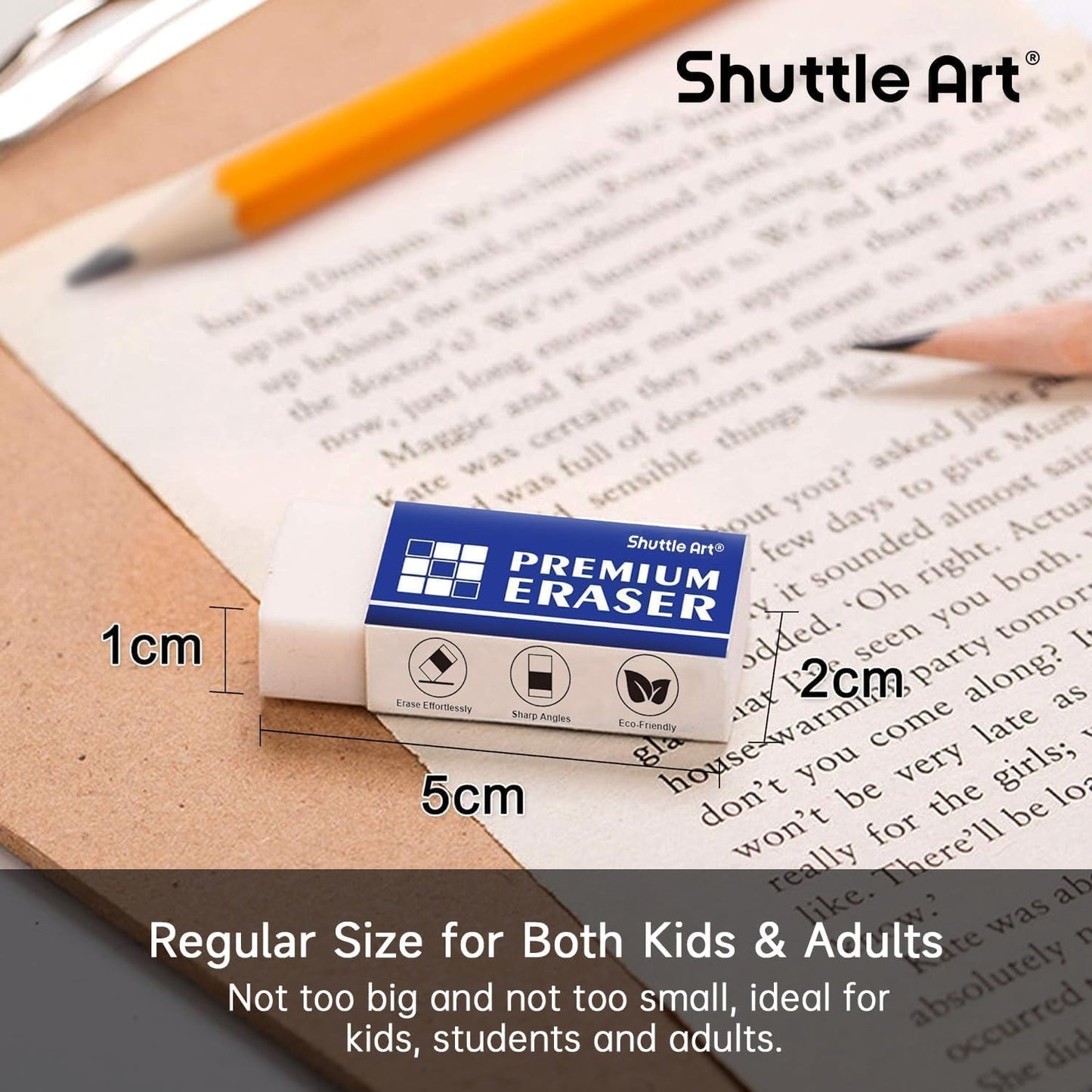 Erasers, Shuttle Art 72 Pack Premium Erasers Bulk, White Eraser Classroom Set for Kids Teachers as School and Office Supplies