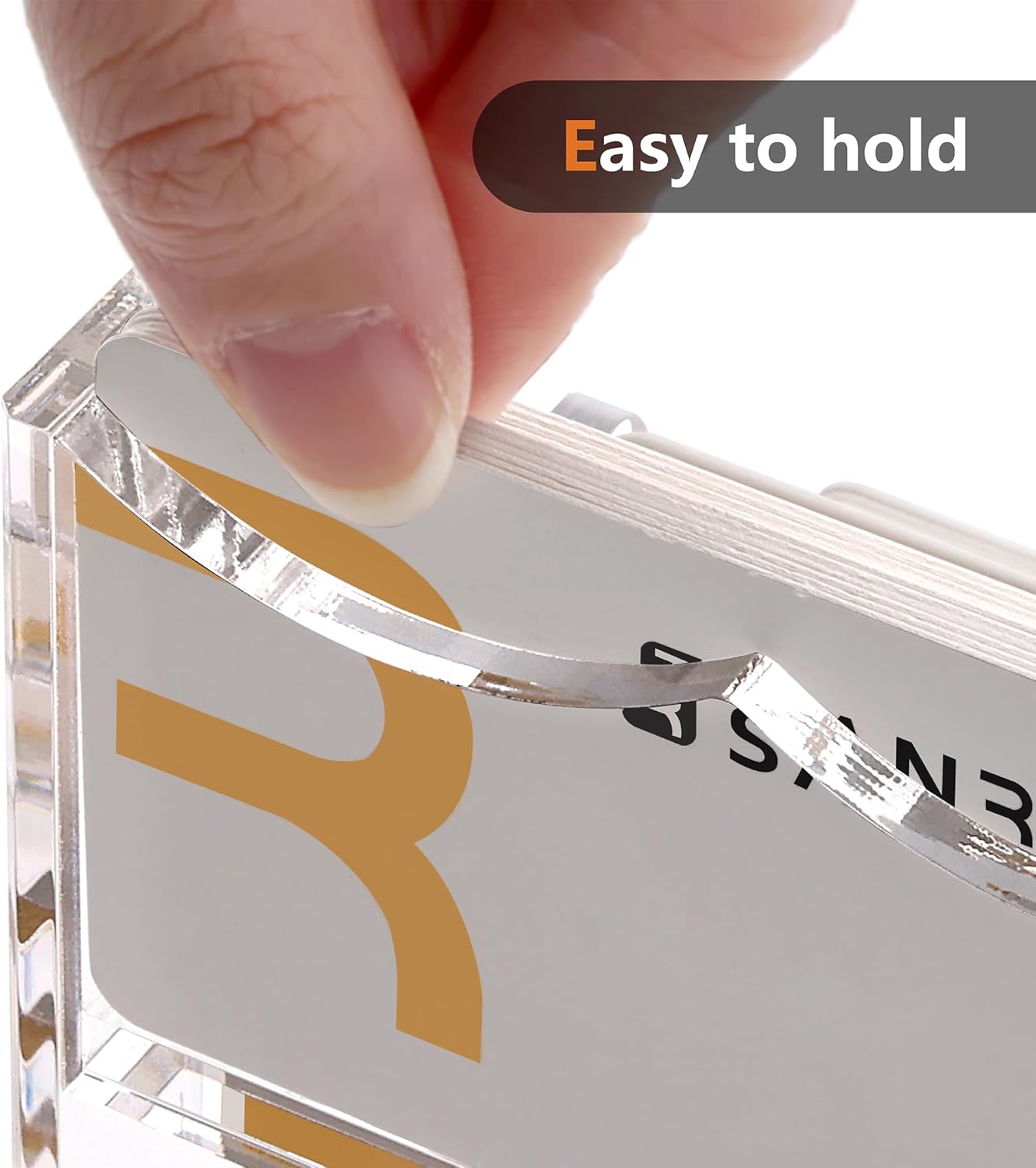 SANRUI Clear Acrylic Business Card Holder for Desk Display Stand Holders Organizer Rack , 4 Tier 4 Pocket , Holds 200 cards