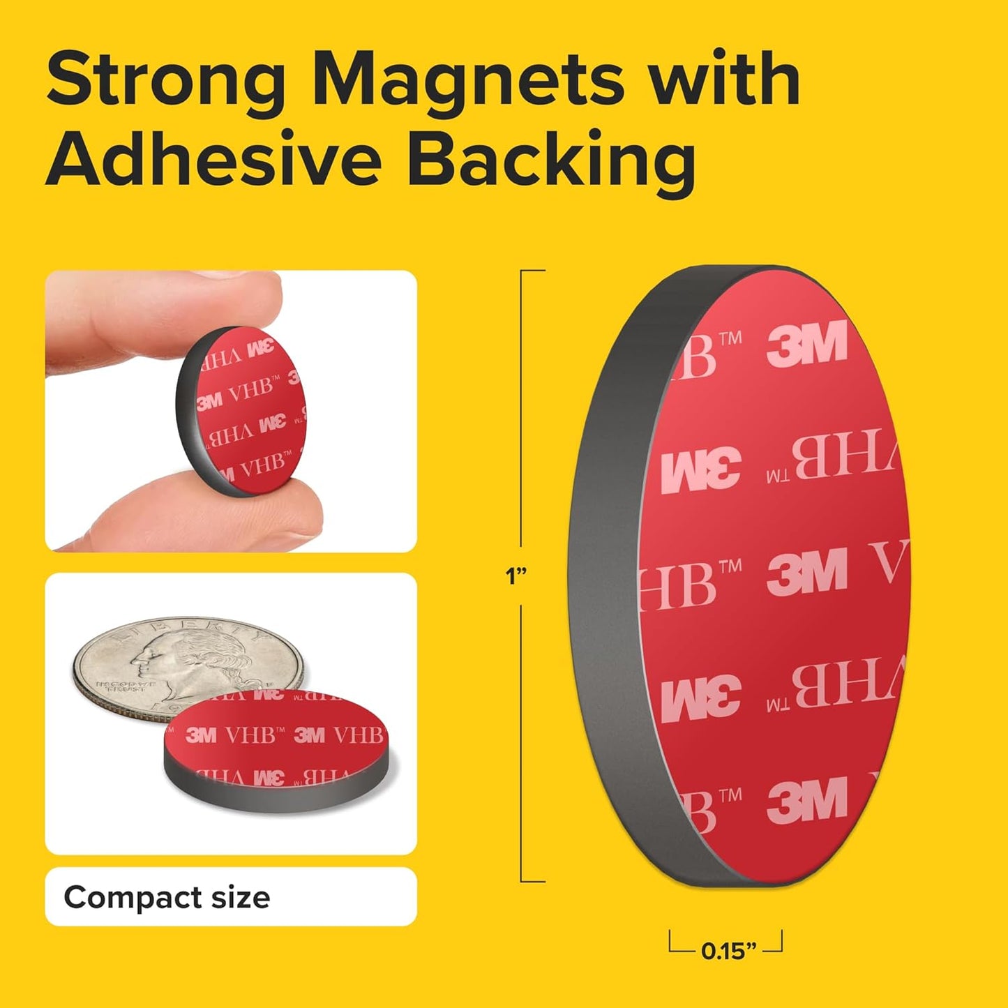 Adhesive Strong Magnets Heavy Duty (36 pcs 1x0.15) - Round Magnet - Strong Sticky Magnets with Adhesive Backing - Ceramic Magnet, Ferrite Ideal for for Industrial Use
