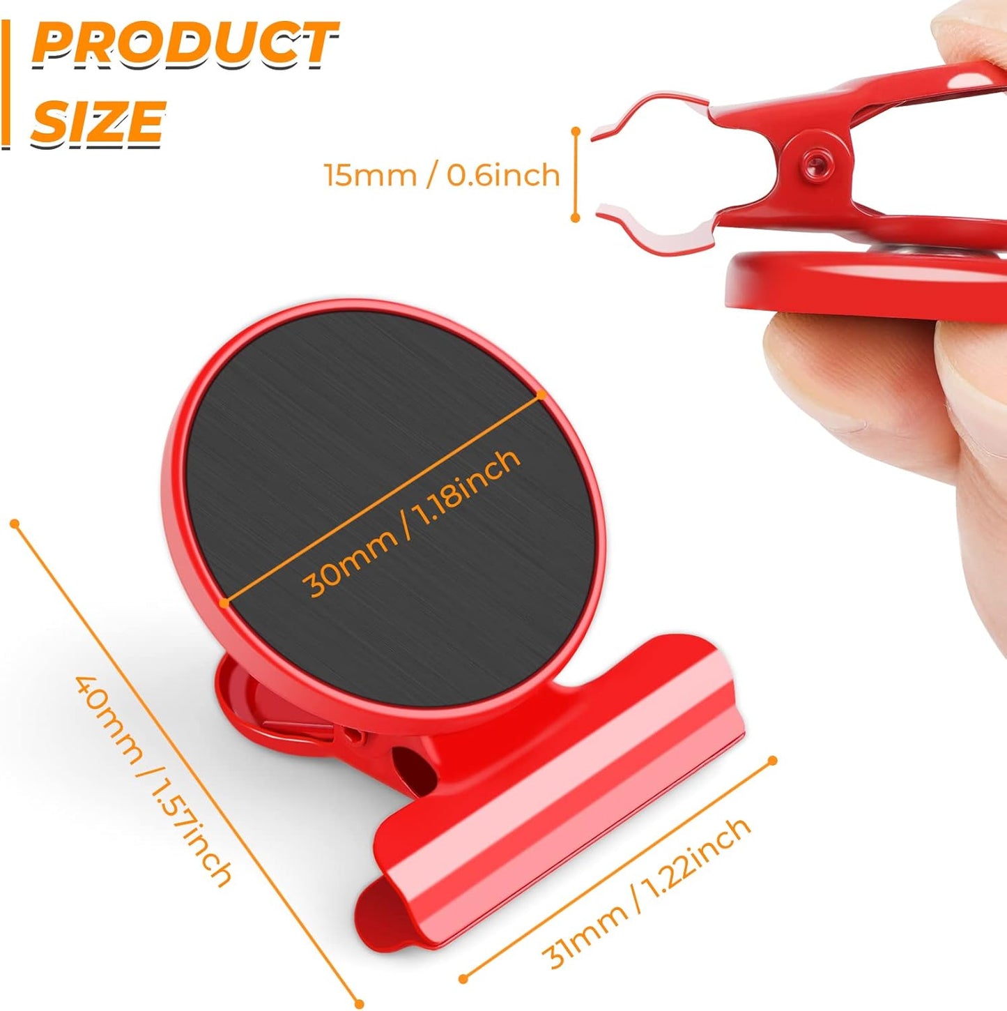 VNDUEEY 20 Pack Magnetic Paper Clip Dispenser Holder, Paperclip Dispenser for Desk, School, Office, Fridge Magnets Refrigerator Magnets, Magnet Clips for Whiteboard Locker (Red)