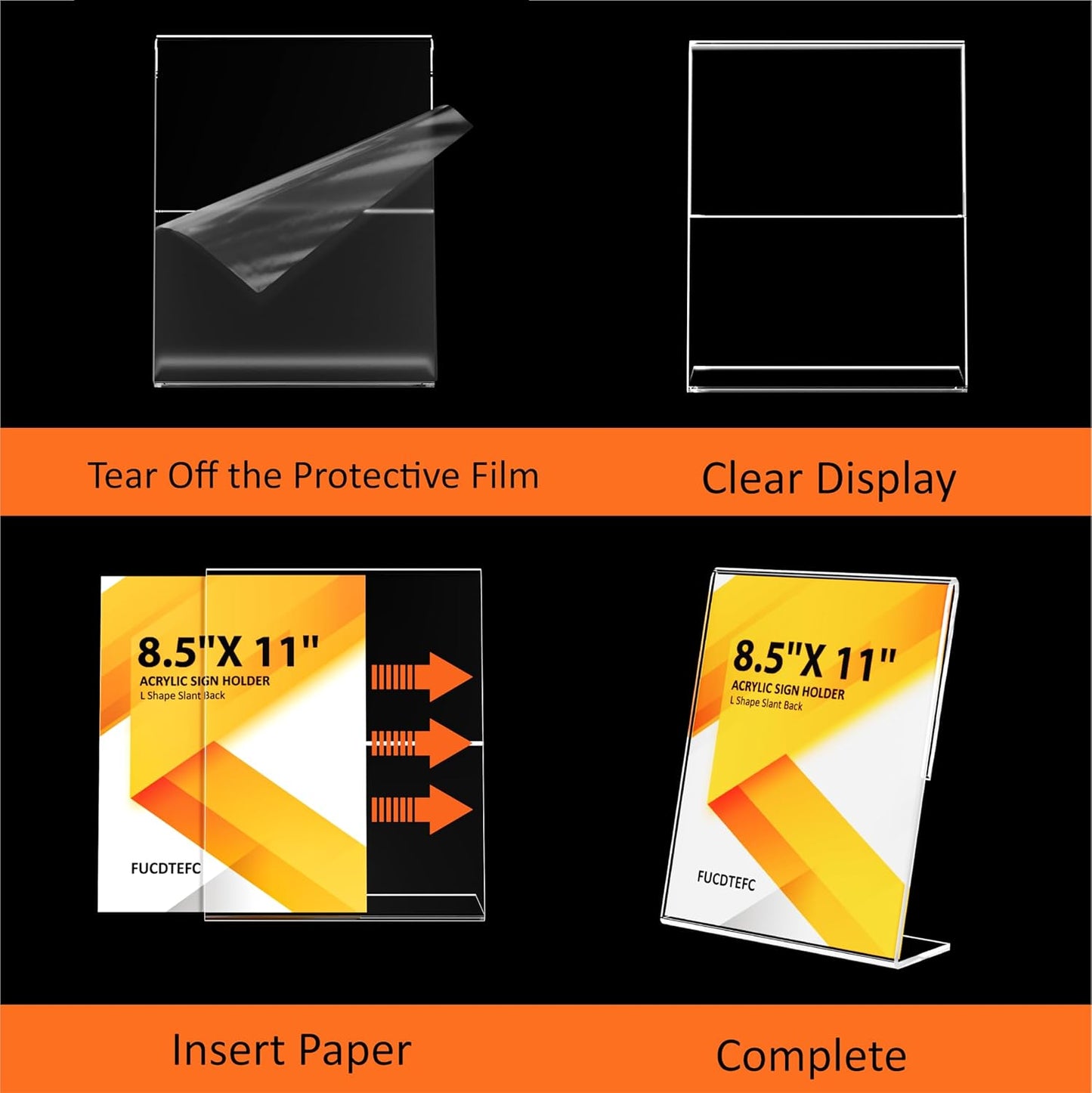 Acrylic Sign Holder 8.5x11 Inches 18 Pack, L Shape Clear Plastic Display Stand, Table Sign Holder Menu Flyer Paper Sign Holders 8.5x11 for Restaurants, School, Office, Store