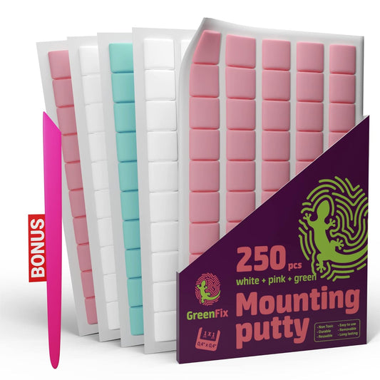 Mounting Putty 250PCs - Colorful Poster Putty Removable Reusable - Wall Sticky Tack for Poster Picture Hanging Crafts Classroom - Adhesive Mounting Squares