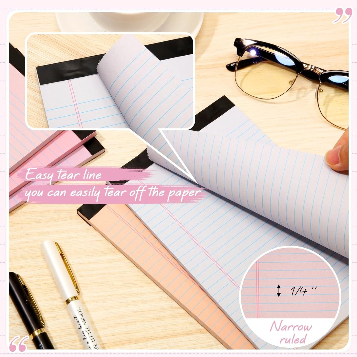 Fuutreo 24 Pcs 5" x 8" Legal Pad Writing Notepads 50 Sheets Small Legal Pad Narrow Ruled Multiple Color Lined Paper for School College Office Supplies Work (Pastel Colors)