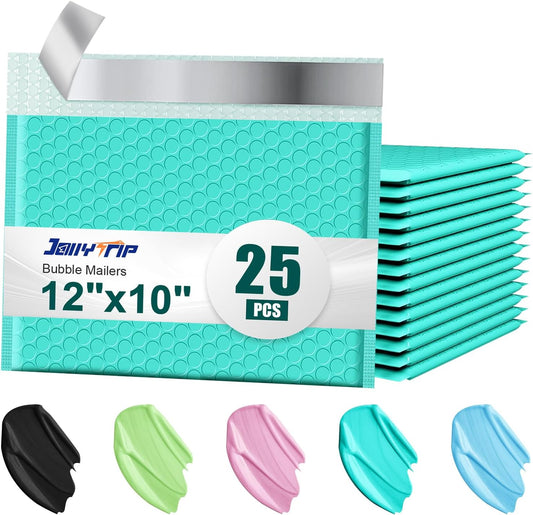 Bubble Mailers A4 Paper Size, 12x10 Padded Envelopes for Shipping, 25 Pack Mailing Packages with Self Seal Adhesive, Waterproof Bubble Envelopes (Teal)