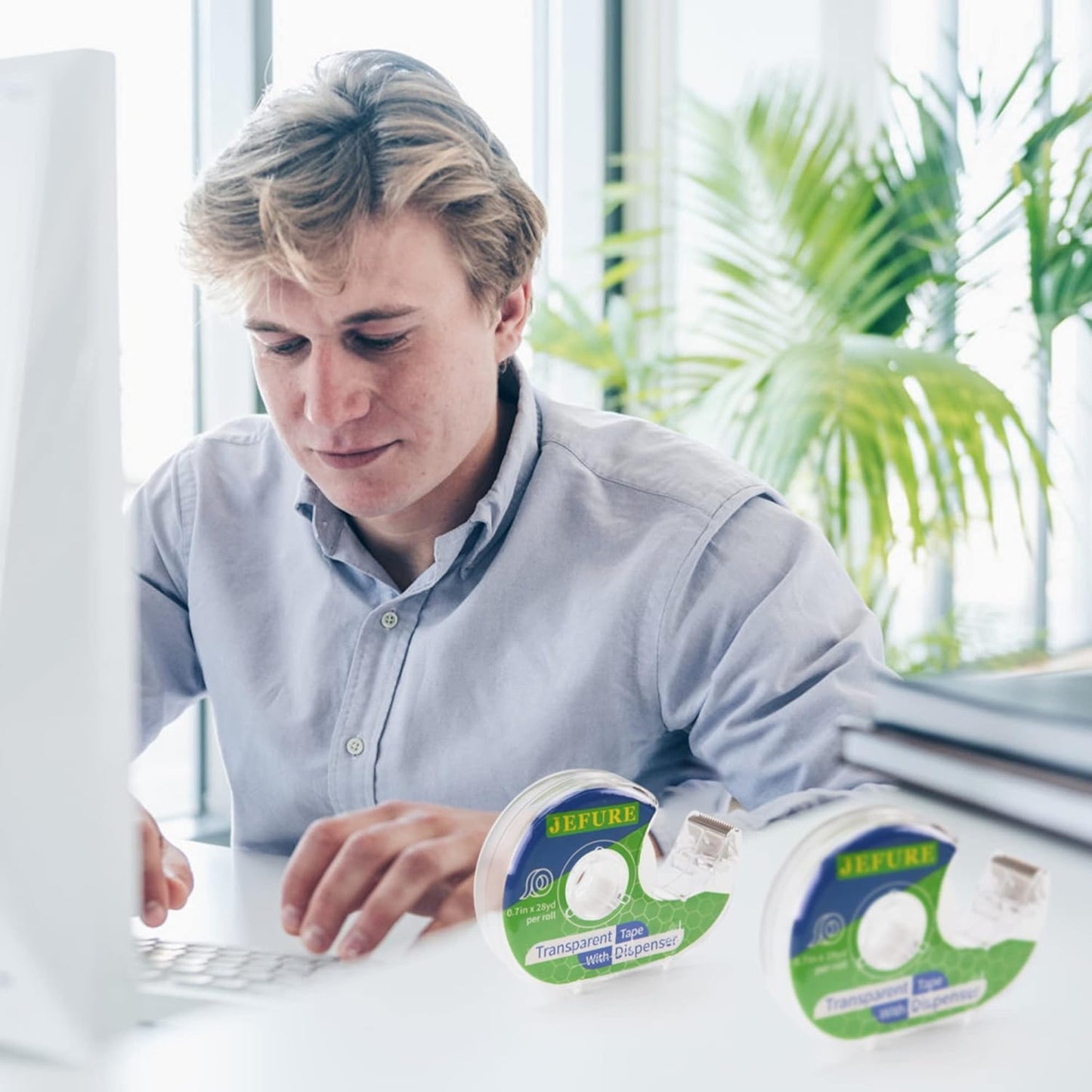 18 Pcs Transparent Tape with Dispenser, 0.7 x 1000 in Clear Tape Rolls Bulk, Office Tape Refills for Desk, Craft, and Gift Wrapping