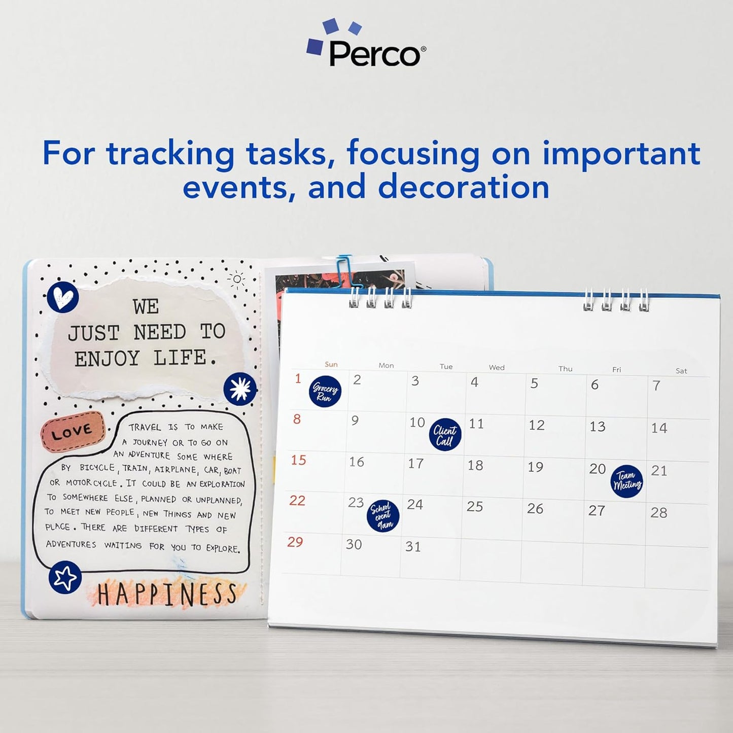 Perco Dark Blue 1-Inch Round Circle Dot Sticker Labels - Multi-Roll Pack (3 Rolls, 1,000 Labels Each) - Permanent Adhesive, Vibrant Colors, Strong Hold - Perforated for Easy Use - Made in USA