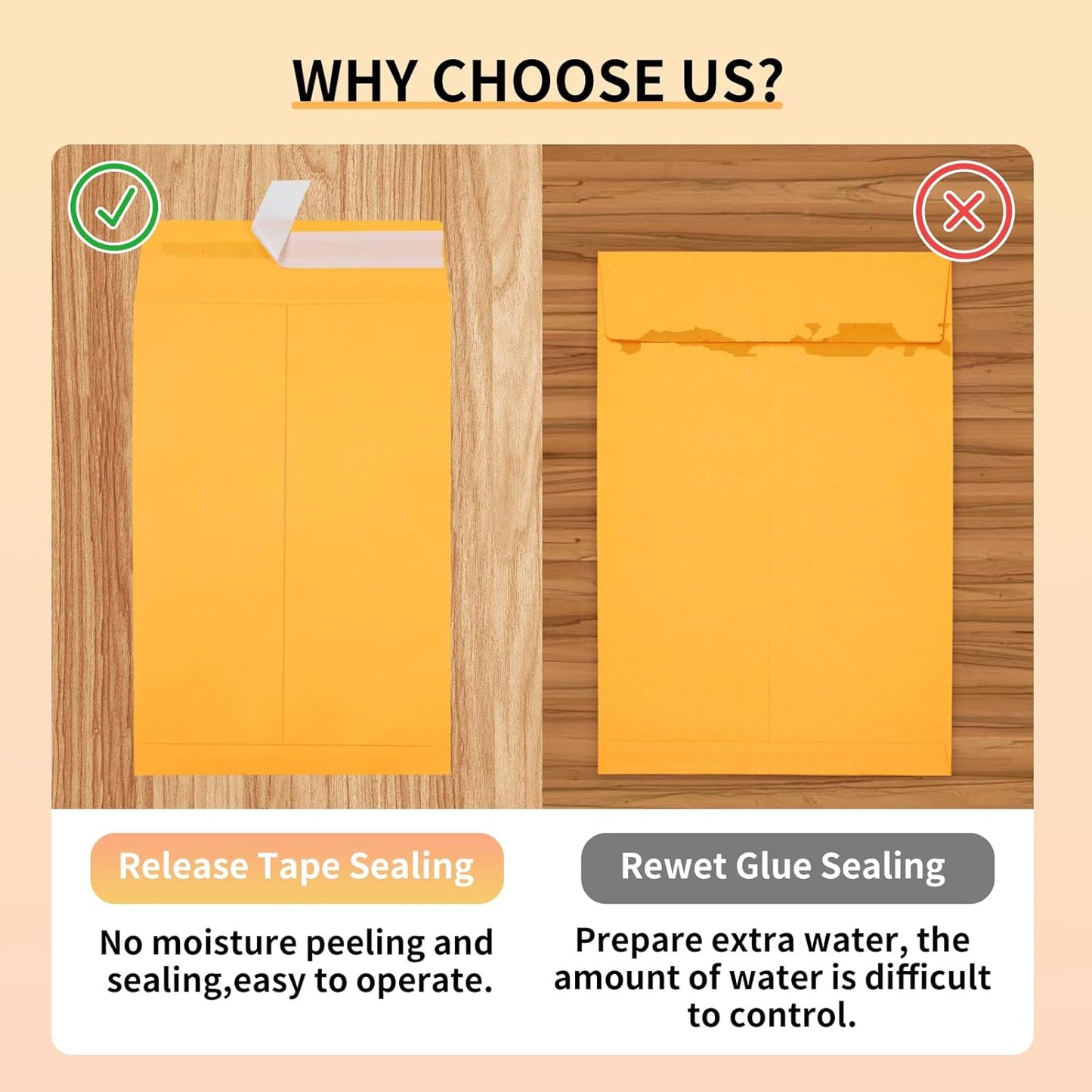 Joyberg 6x9 Envelopes Self Seal, Yellow, Printable, Tear Resistant Kraft Envelopes for Mailing Letters, Documents, Photos, Invitations