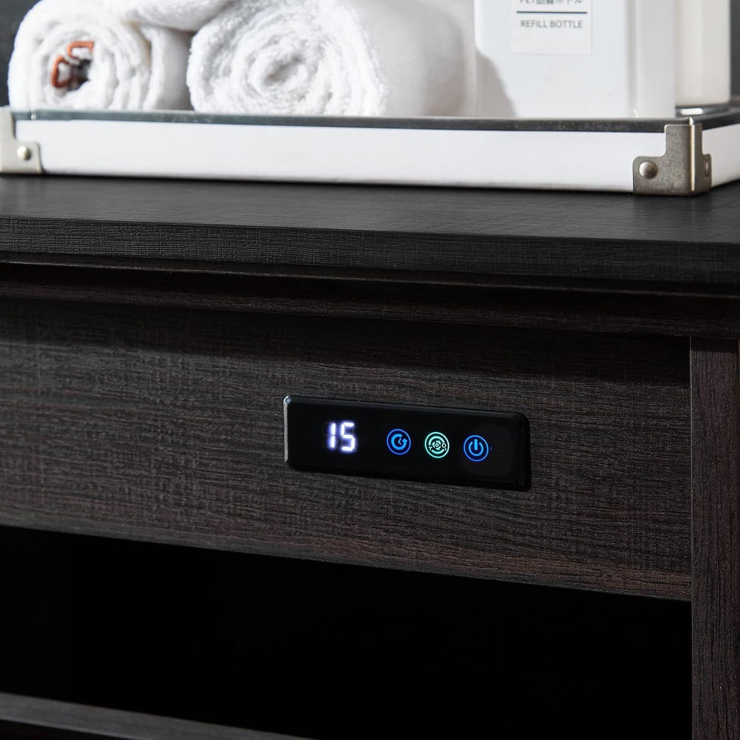 OLD CAPTAIN Double Tilt Out Trash Cabinet, Wooden Kitchen Garbage Can Free Standing Holder (Dark Brown+Black Top Panel)…