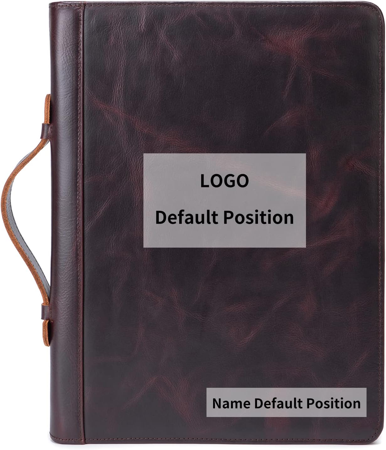 Personalized Genuine Leather Portfolio 3 Ring Binder with Clipboard, Hidden Handle, Custom Engraved 8.5 x 11 Zip Padfolio, Business Professional Organizer for Men Women, Dark Brown, Oil Tanned