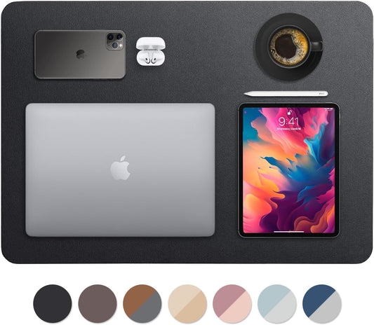 Vine Creations Leather Desk Mat 24" x 17", Desk Protector, PU Leather Desk Pad, Small Desk Pad Mat, Desk Blotter, Desk Pads on Top of Desks, Small Desk Mat for Home or Office (Black)