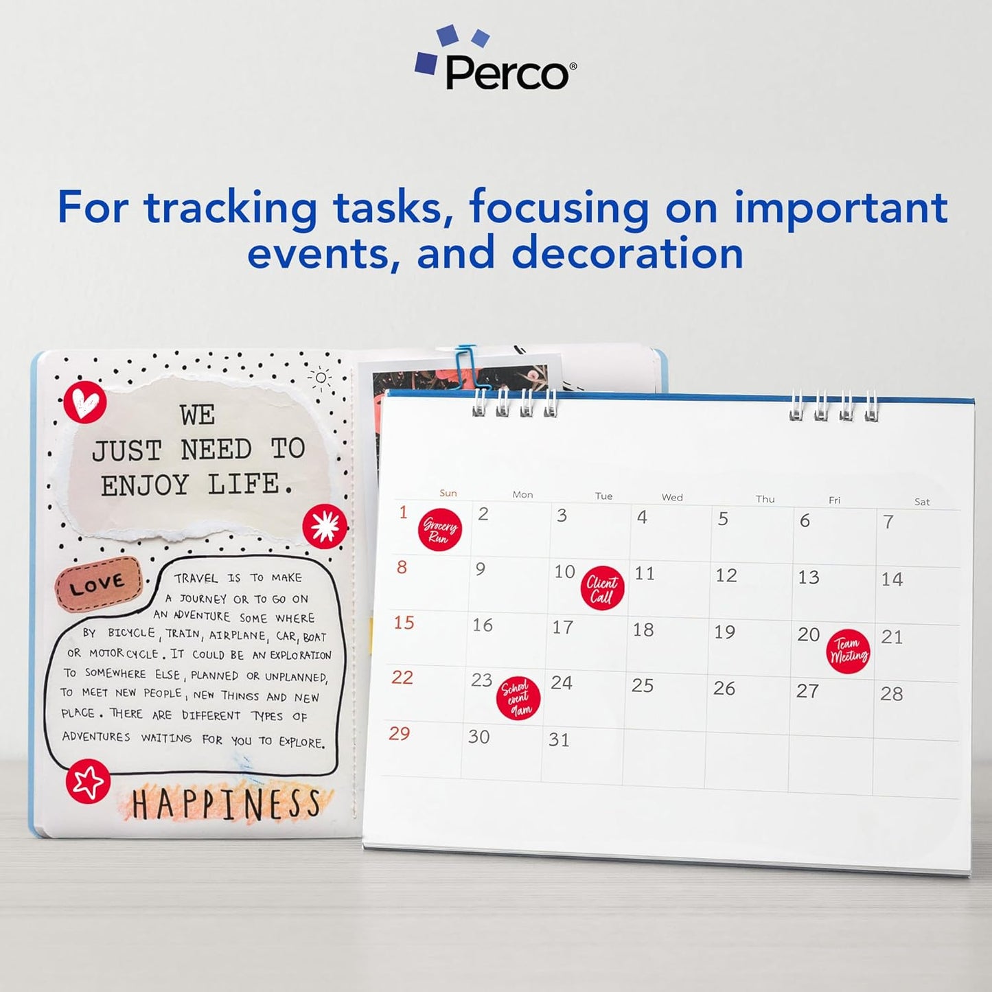 Perco Red 1-Inch Round Circle Dot Sticker Labels with Easy Peel Perforation - 1,000 Labels per Roll - Strong Adhesion, Vibrant Colors for Organizing, Crafting & More - Made in USA