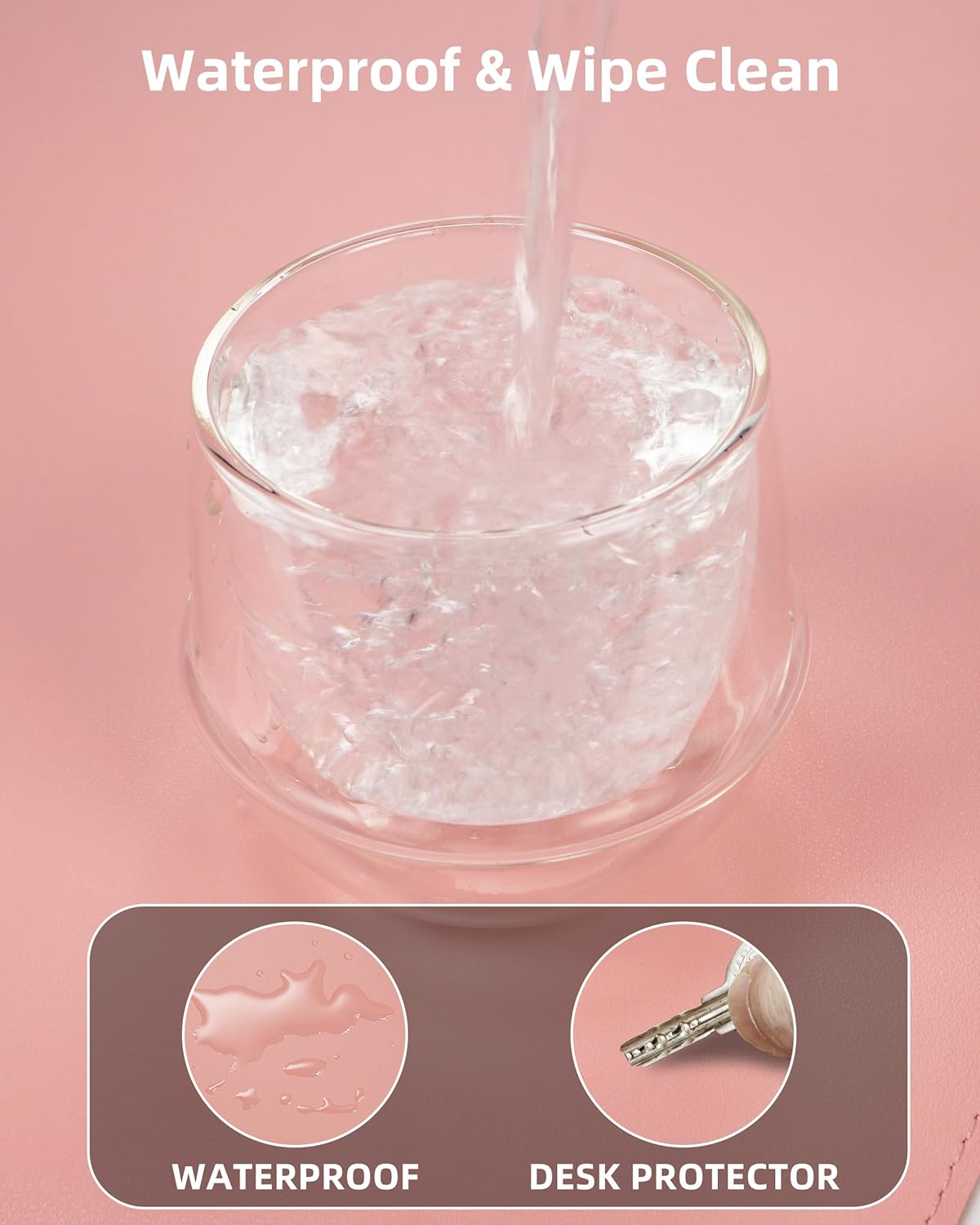 Desk Pad Mat - Leather Desk Pad Protector for Office and Home - Desk Organization and Accessories - Ideal for Large Mouse Pad and Desk Mats on Top of Desks(Pink,31.5" x 15.7")