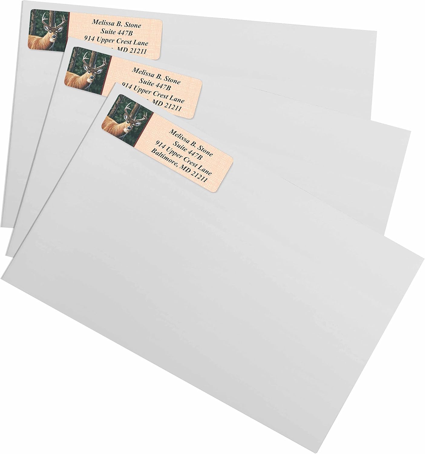 Deer Designer Rolled Address Labels with Elegant Plastic Dispenser