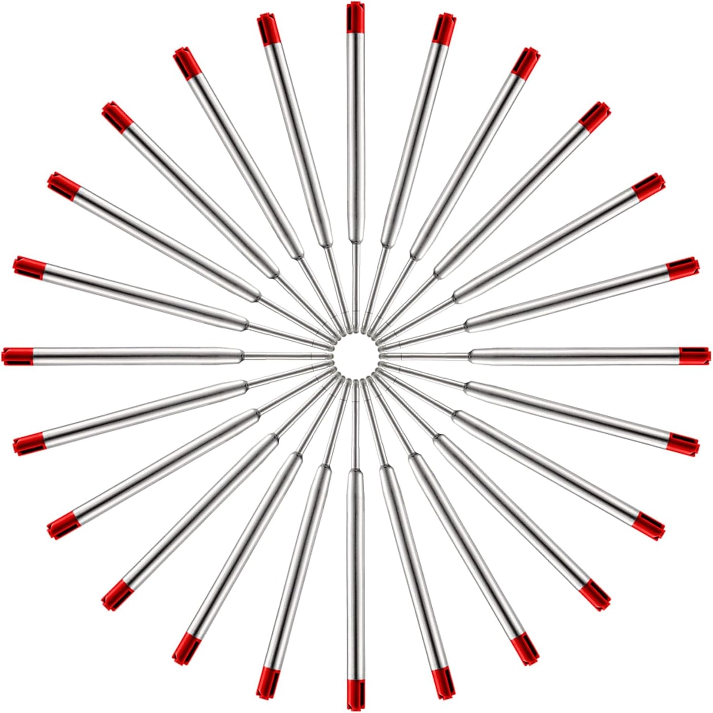 DunBong Red Ink Refill Pack of 5, Replaceable Ballpoint Pen Refills, Medium Point Metal Refill (Red)