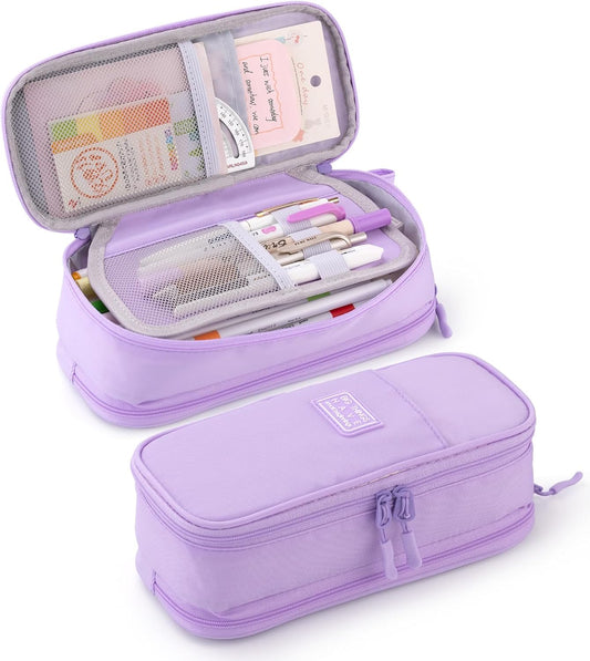 CICIMELON Large Pencil Case Big Storage Pen Pouch Bag with Compartment for School Supplies Office College Teen Boys Girls Adults, Upgraded Purple