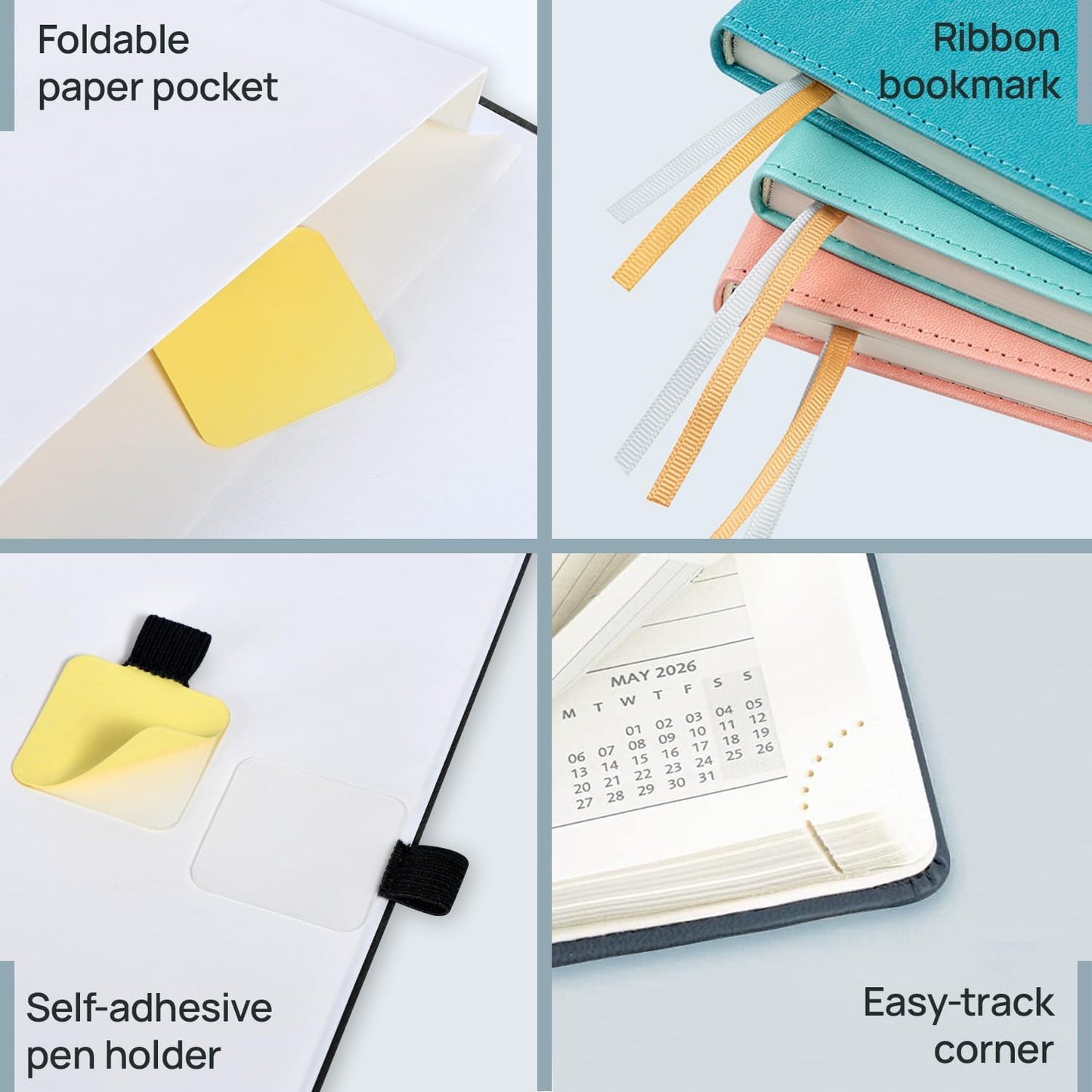 POPRUN Pocket Calendar 2026 (Small Size- 4'' x 6.25") Weekly and Monthly for Purse - Planner 2026 (Jan. 2026 - Dec. 2026) with Vegan Leather Soft Cover, Pen Holder and More - Burgundy Red