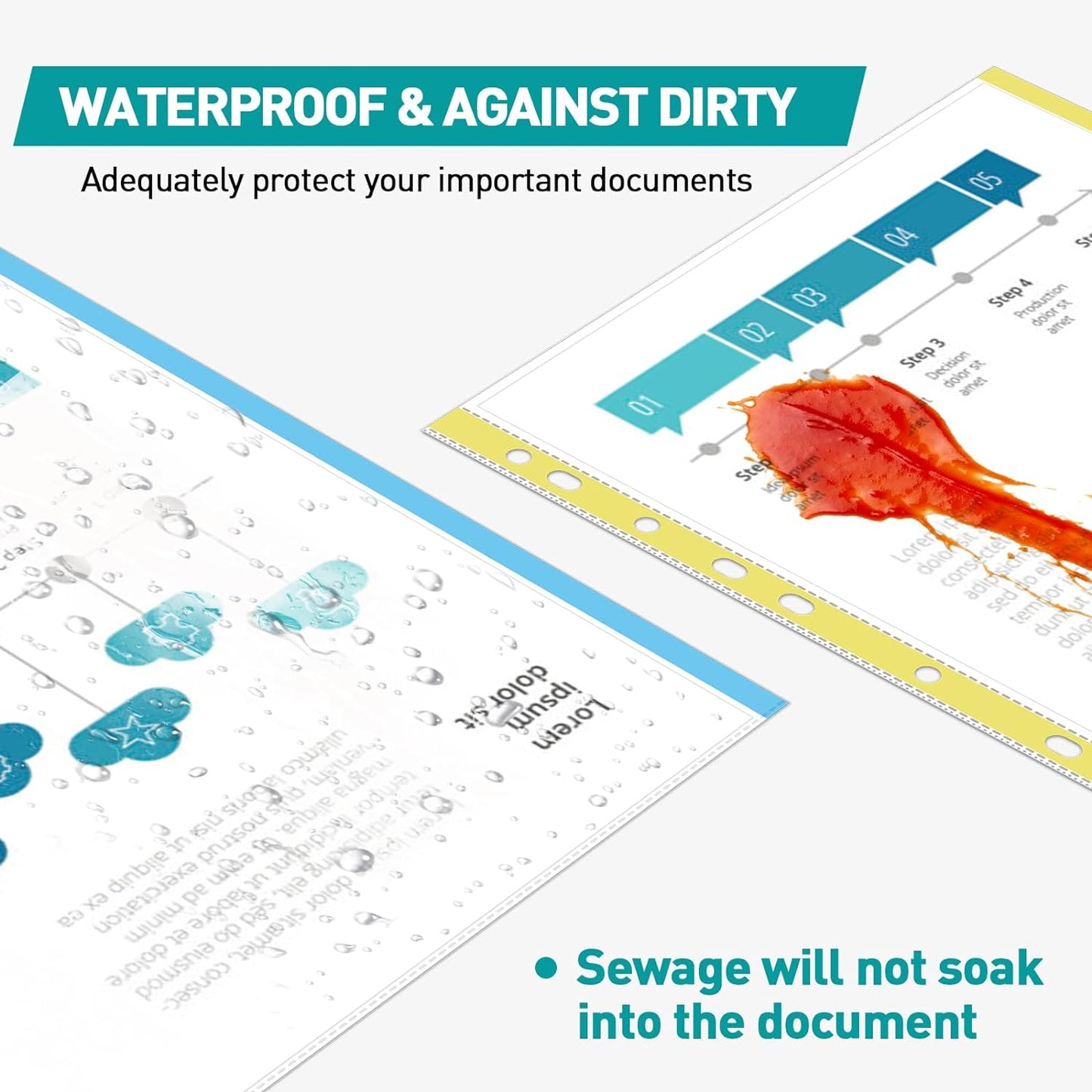 Sheet Protectors, PANDRI 200 Pack Color Heavy Duty Plastic Page Protectors Sheet Reinforced 11-Hole Fit for 3 Ring Binder Fits Standard 8.5 x 11 Paper, 9.25 x 11.25 Top Loaded, Excluding Acid