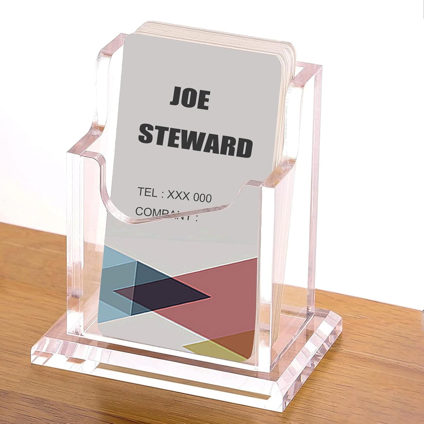 PARTSPOWER 2 Packs Acrylic Business Card Holders for Desk, Vertical Clear Business Name Card Display Stand, Desk Accessory Business Name Card Organizer (Vertical, 1-Slot)