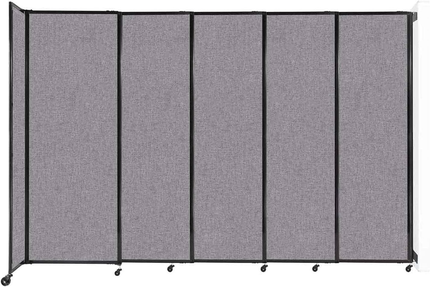 Wall-Mounted Sliding StraightWall Room Divider | Adjustable Widths | Locking Wheels | Room Separator | Up to 11'3" Wide x 7'6" Tall Cloud Gray Fabric Panels