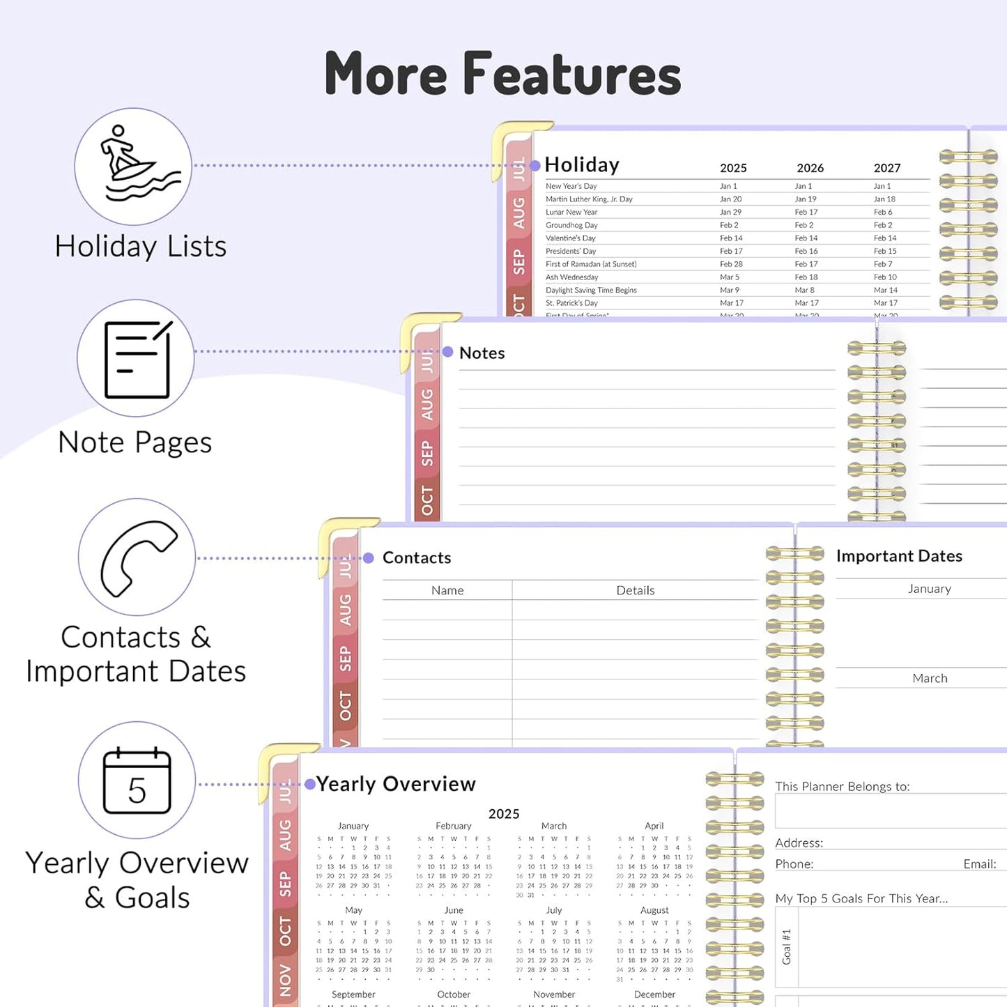 Jul 2025 - Dec 2026 Planner, Forvencer Academic Planner 2025-2026, 18 Month Daily Planner, 8.5" x 11", Weekly & Monthly Agenda Book, Hardcover Calendar Book, School Supplies for Student Teacher, Classic Blue