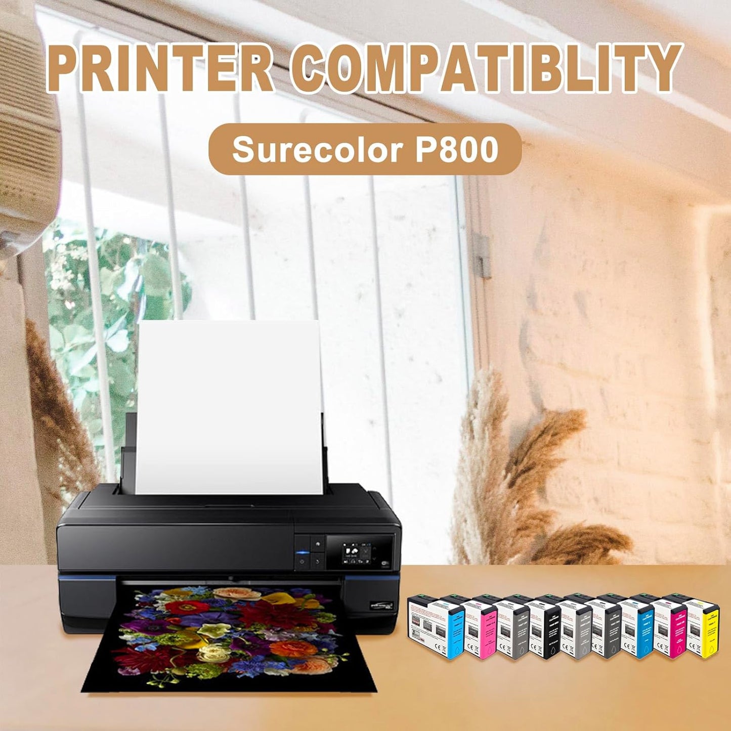 T850 Ink Cartridge Remanufactured T8502 T850200 Ink Cartridge Replacement for Surecolor P800 Printer(Cyan)