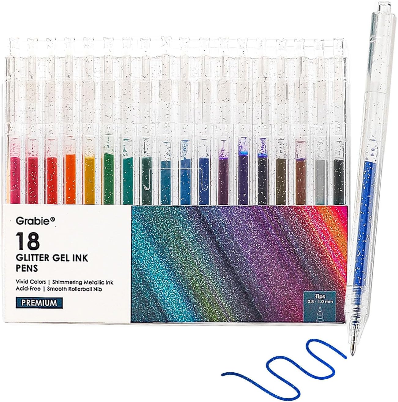Grabie Glitter Pens (18 Colors Retractable Glitter Gel Ink Pens New)