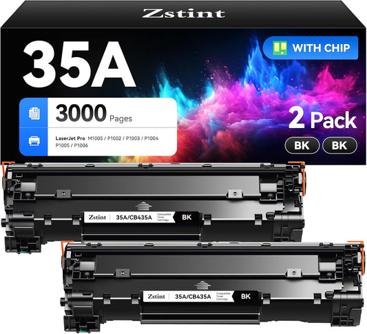 35A Black Toner Cartridge 2-Pack Replacement for HP 35A CB435A Compatible with HP Laserjet P1005 P1006 P1007 P1008 P1009 P1002 P1003 P1102w P1109w Pro MFP M1212nf M1217nfw M1522nf M1120 P1505 Printer