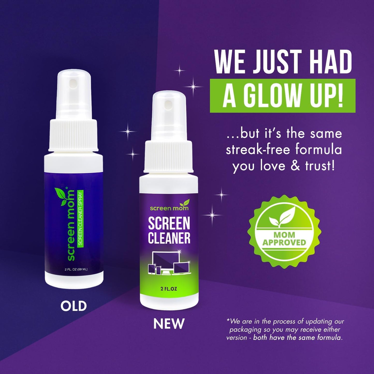 Screen Cleaner Spray and 2 Microfiber Cloths - 2oz Bottle by Screen Mom-Screen Cleaner Spray and Wipe for TV, Computer, Phone, iPad, Car Screen Cleaning Kit Electronic Cleaner Spray