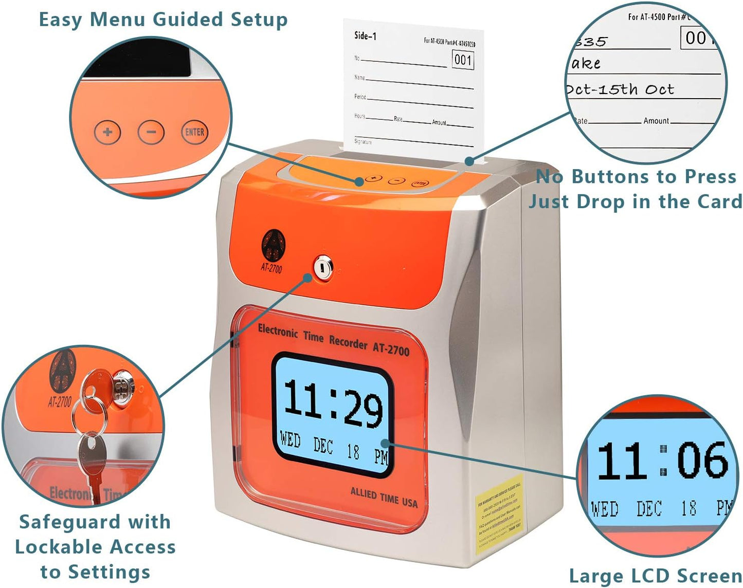 Touch Free Small Business Time Clock AT-2700