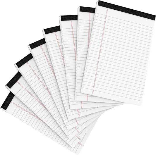8 Pack Office Legal Pads 5x8" Lined Writing Note Pads 5x8 for Home Office Supplies Small To Do List Notepad Legal Pad Narrow Ruled Notebook 80GSM Paper for School White 30 Sheets per Notepads for Work
