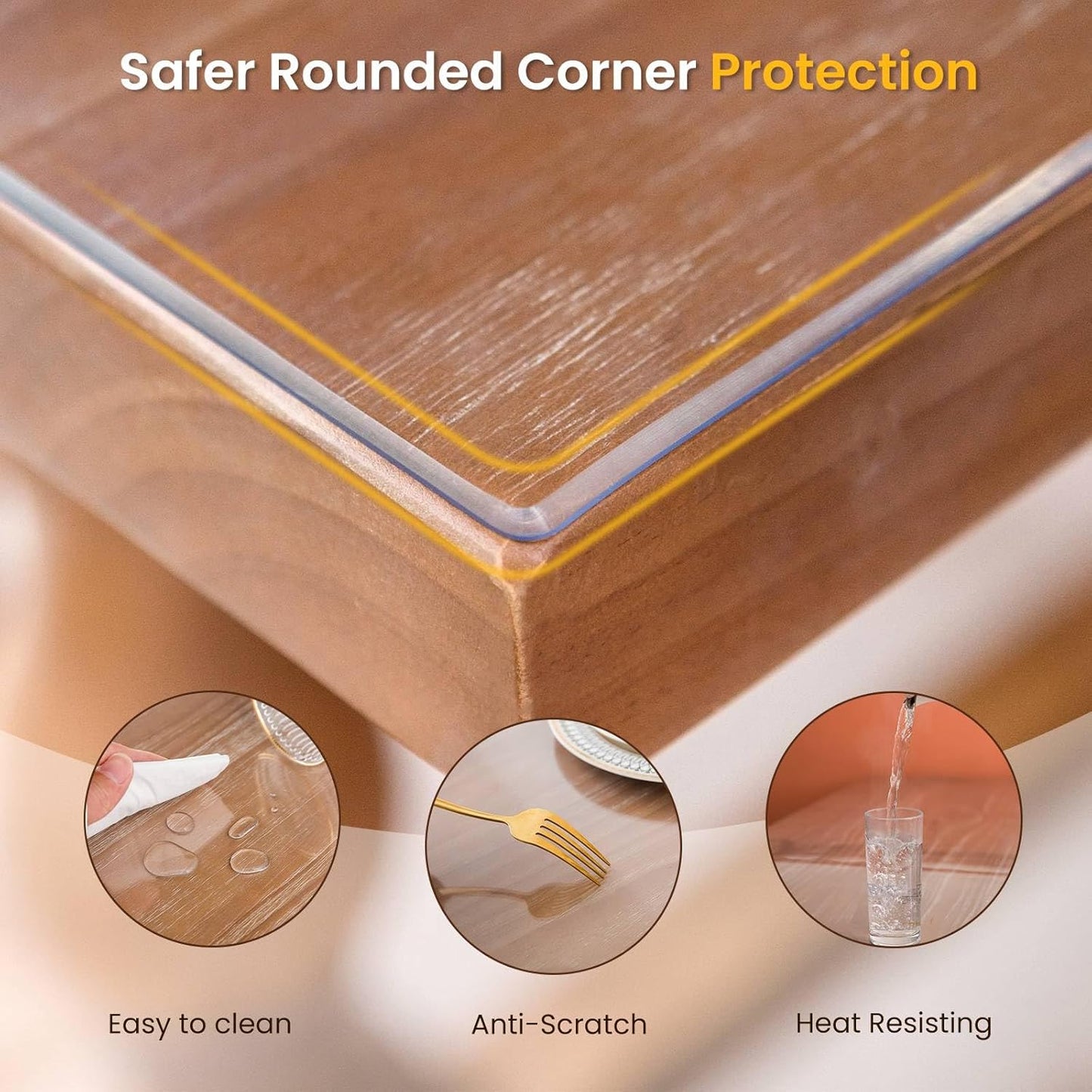 Clear Table Cover Protector, 23.6 x 55 Inch Table Protector for Dining Room Table, 1.5mm Thick Clear Plastic Table Cover, Pad Mat for Kitchen, Writing Desk Pad for Desktop