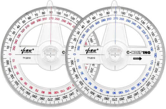 360° Protractor Pack of 2 Protactors Plastic Protractor Math Protractors Clear Protractor Ruler Drafting Tools Circle Protractor for Geometry