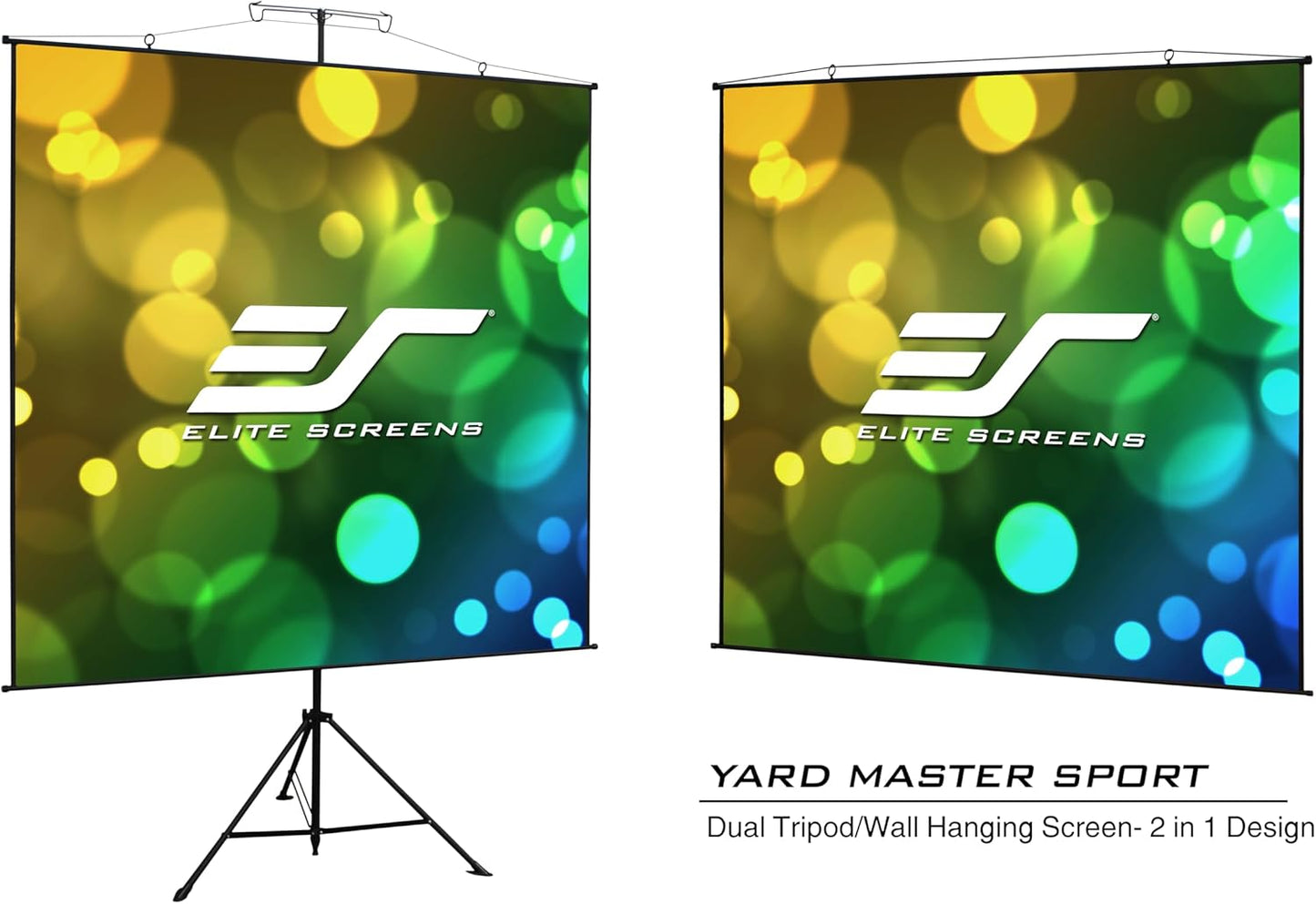 Elite Screens Yard Master Sport 96″ Portable Projector Screen, Dual Tripod/Wall Hanging 2-in-1, 1:1, MaxWhite Gain 1.1, Indoor/Outdoor with Carry Bag