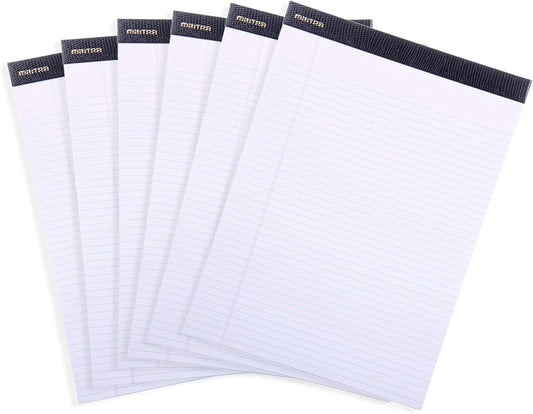 Mintra Office Legal Pads - ((PREMIUM WHITE 6pk, 8.5in x 11in, NARROW RULED))